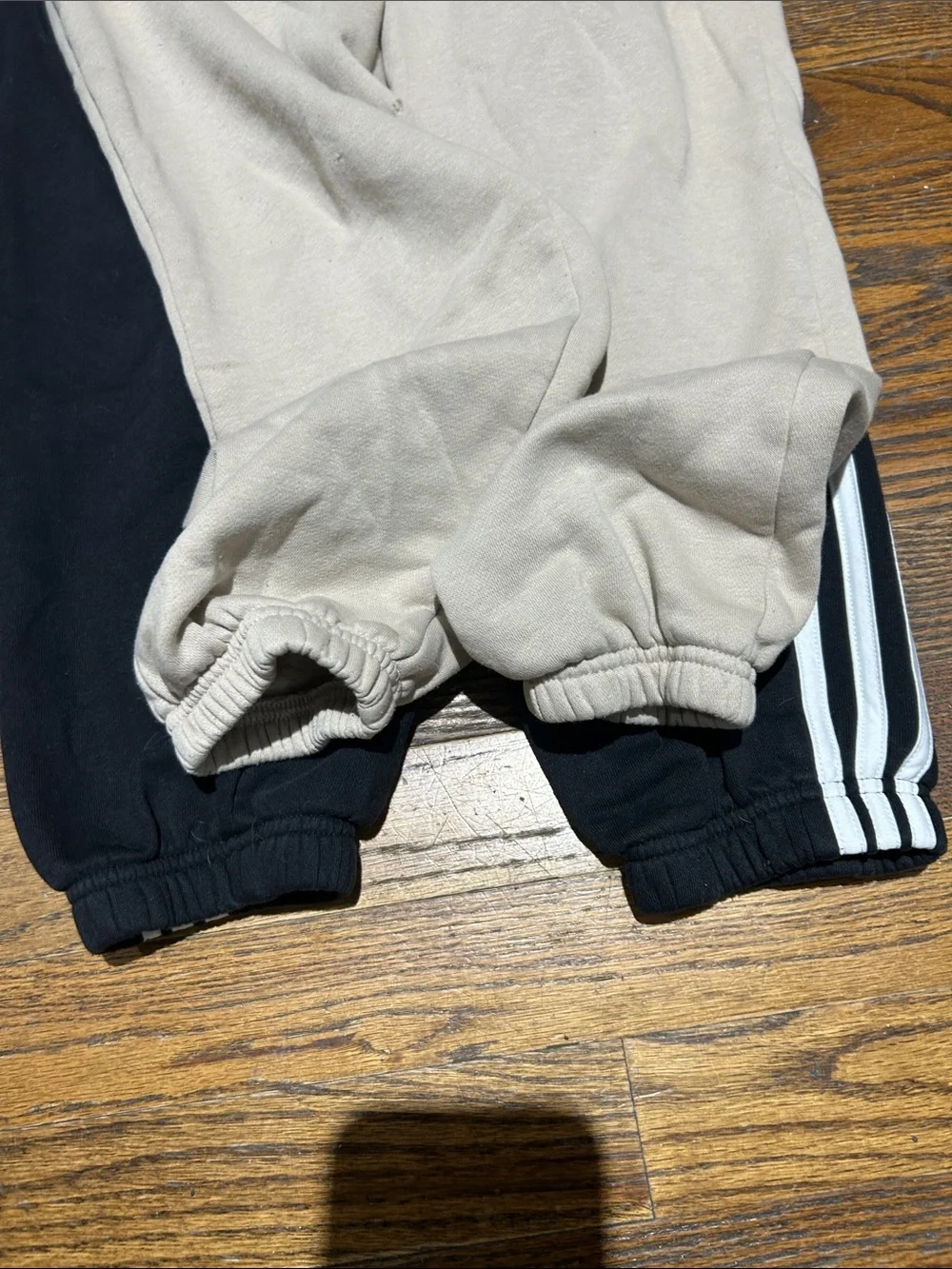 2 Pair 10/12 adidas Kids Beige and Black Jogger Sweatpants